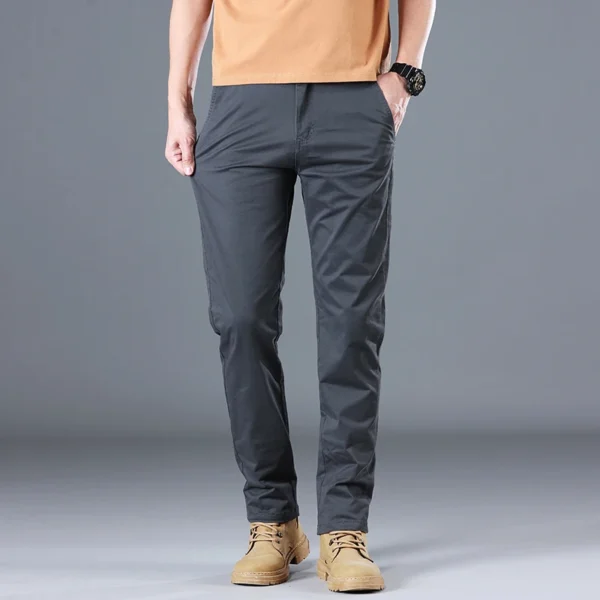 2024 Men's High Quality Pure Cotton Classic Solid Color Casual Pants Business Stretch Cotton Slim Straight Brand Trousers Male - Image 2