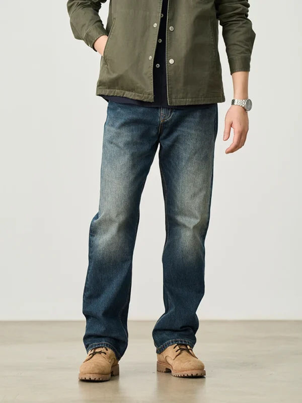 Simwood Casual Loose Bootcut Men High Quality Denim Trousers - Image 3