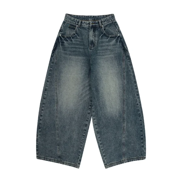 2025 Spring New Men's Jeans Oversized Wide Leg Pants Loose Vintage Patchwork Lightning Cracked Denim Trousers Streetwear Male - Image 6