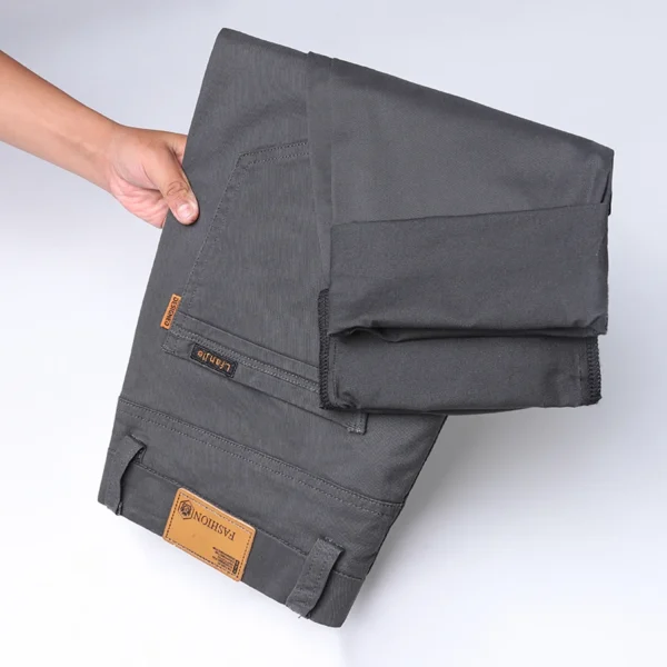 2024 Men's High Quality Pure Cotton Classic Solid Color Casual Pants Business Stretch Cotton Slim Straight Brand Trousers Male - Image 5
