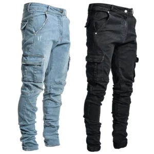 Men’s Streetwear Jogger Denim Cargo Pants