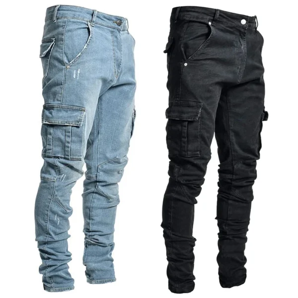 Men’s Streetwear Jogger Denim Cargo Pants