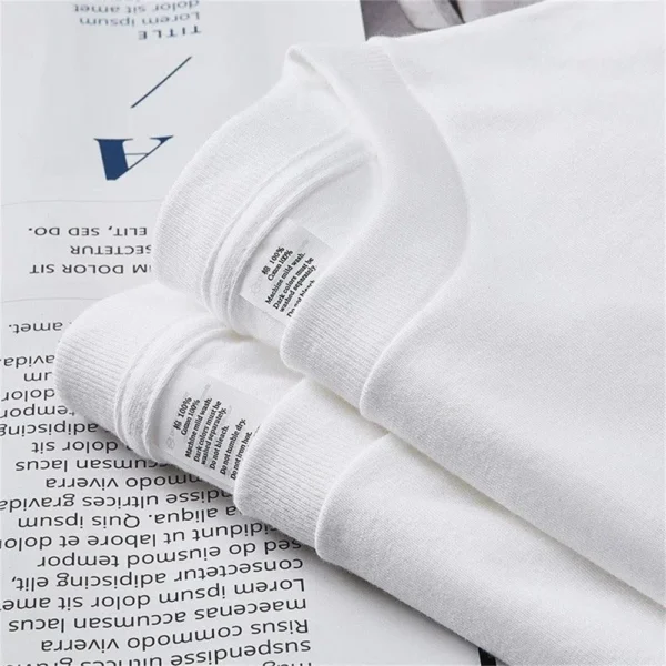 2PCS 100% Cotton Solid T Shirts Men's and Women's Short Sleeve White Tees Casual Breathable Loose Round Neck T-shirt Couple Tops - Image 4