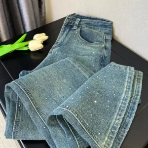Retro Washed Wide-Leg Denim Pants – Women’s High Waist
