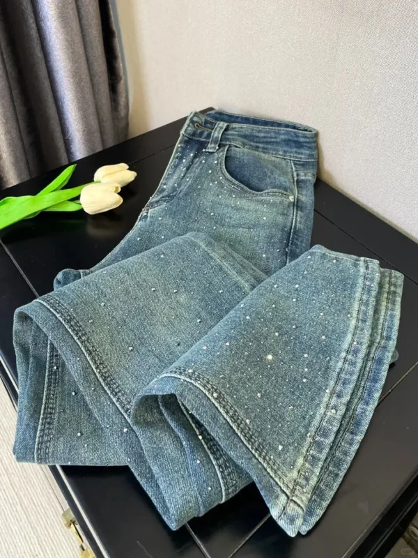Retro Washed Wide-Leg Denim Pants – Women’s High Waist