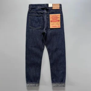 Raw Selvedge Vintage Straight-Leg 100% Cotton Denim Jeans