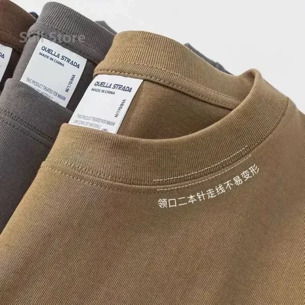 600g Heavy-duty Cotton Short Sleeved T-shirt for Men's Fashion Pure Cotton Thickened Short Sleeved Half Sleeved Tee - Image 2