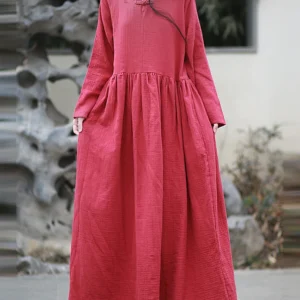 Women’s Casual Cotton Linen Long Dress – BORISOVICH M949