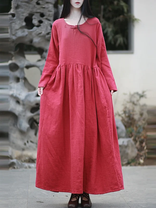 Women’s Casual Cotton Linen Long Dress – BORISOVICH M949