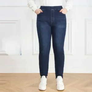 Plus-Size 7XL-9XL Women’s High-Waist Pencil Denim Pants