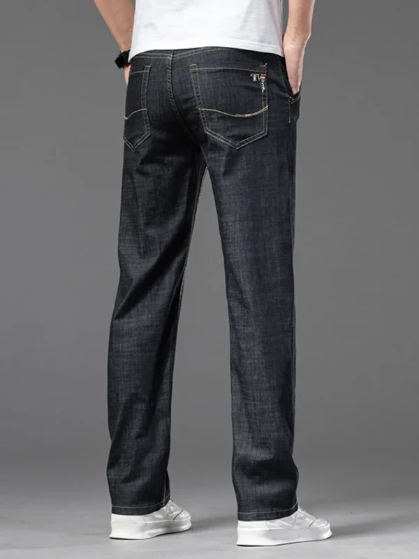 Summer Thin Men's Straight Jeans Classic Black Blue Stretch Casual Business Baggy Denim Pants Male Brand Trousers - Image 5