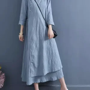 NYFS 2025 Spring Women’s Layered Cotton Linen Dress