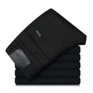 Men’s Pure Black Classic Business Jeans – Smart Casual & Versatile