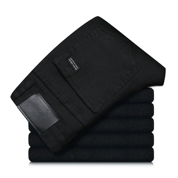 Men’s Pure Black Classic Business Jeans – Smart Casual & Versatile
