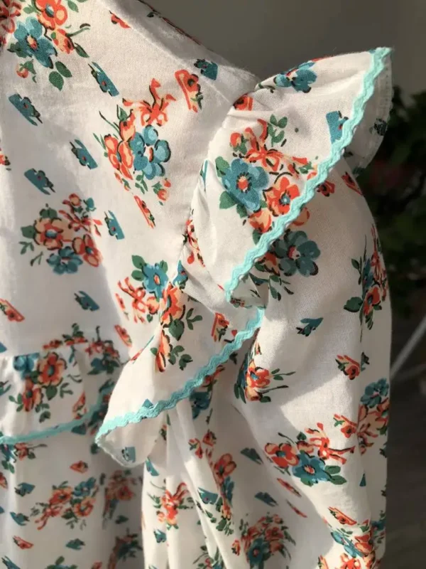 Women’s 100% Cotton Printed Blouse – Puff Sleeve Top - Image 3
