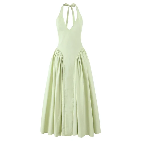 Yenkye Women’s Sexy Backless Cotton Halter Dress - Image 2