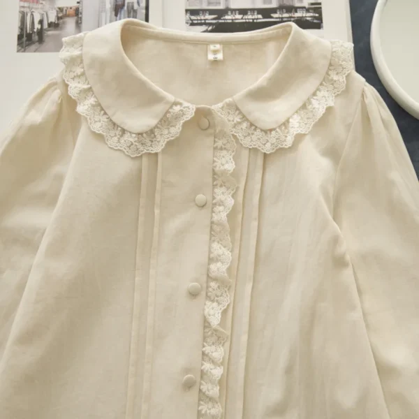 Women’s 100% Cotton Blouse – Peter Pan Collar Shirt - Image 2