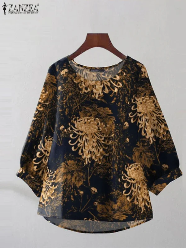 ZANZEA Women 3/4 Sleeve Cotton Blouse – Casual & Office Ready - Image 5