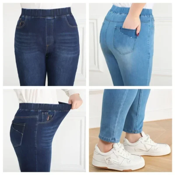 Plus-Size 7XL-9XL Women’s High-Waist Pencil Denim Pants - Image 5