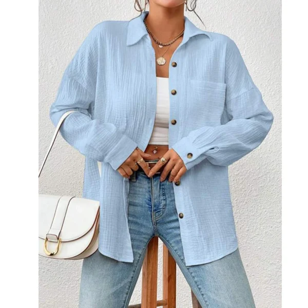 MCAO Cotton Gauze Blouse – Women’s Casual Summer Shirt - Image 3