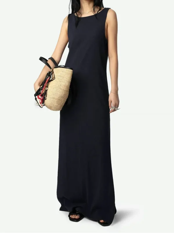 Cotton Linen Summer Dress – Sleeveless A-Line Robe - Image 2