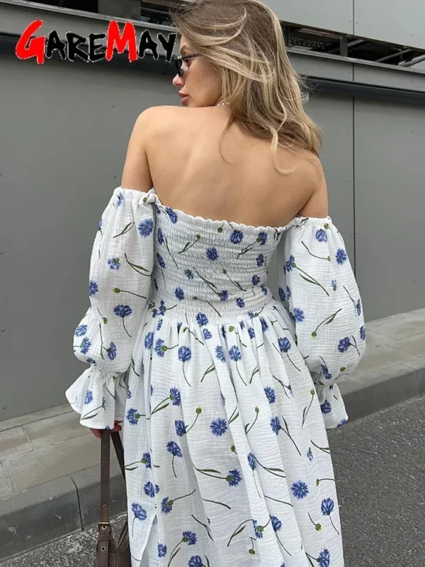 Women’s Summer Cotton Printed Mid-Calf Dress – GareMay - Image 3