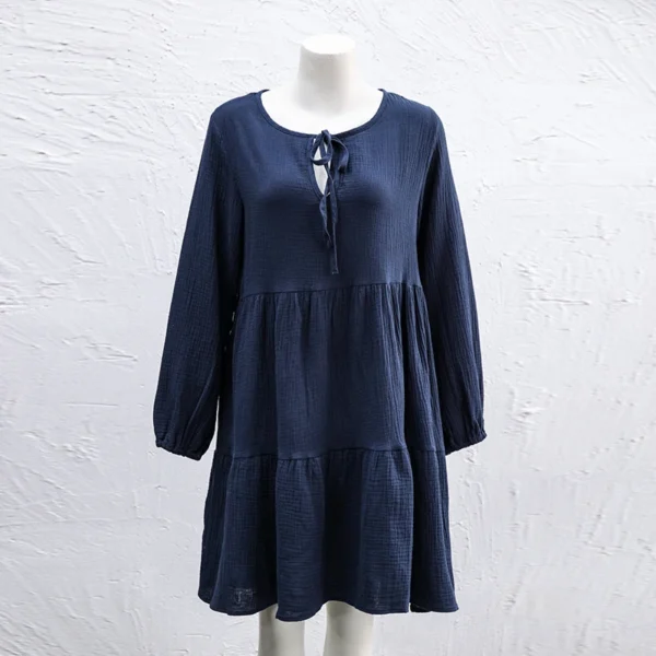 Muslin Cotton Women’s Pullover Dress – Autumn Winter - Image 3