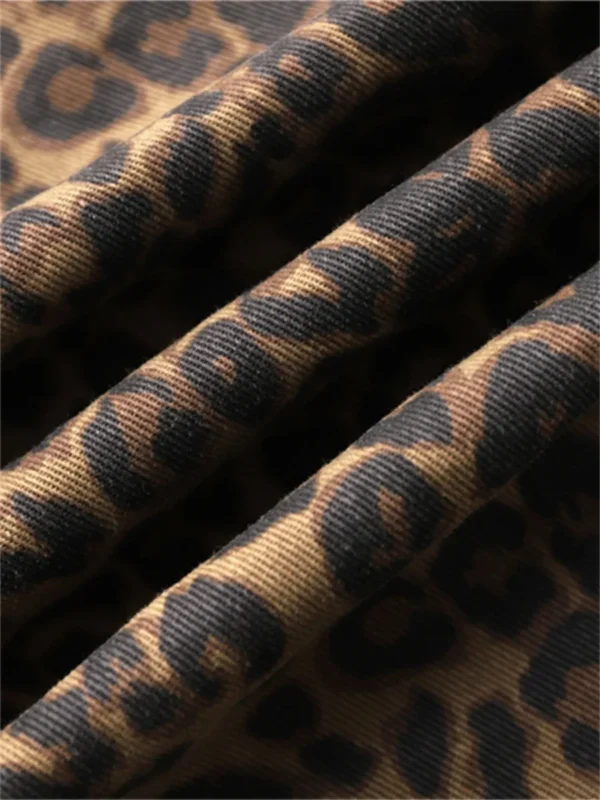 Women’s Brown Leopard Print Straight Jeans | Kovlos - Image 6