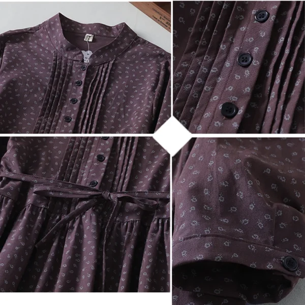 Cotton and Linen Loose Mid-Calf Office Lady Dress - Image 6