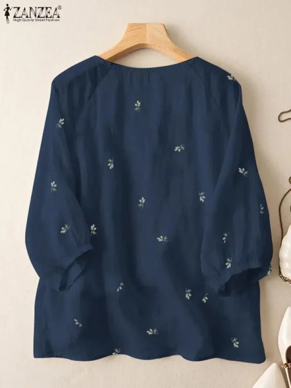 ZANZEA Casual Floral Oversized Women Blouse - Image 4