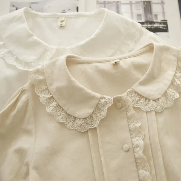 Women’s 100% Cotton Blouse – Peter Pan Collar Shirt - Image 4