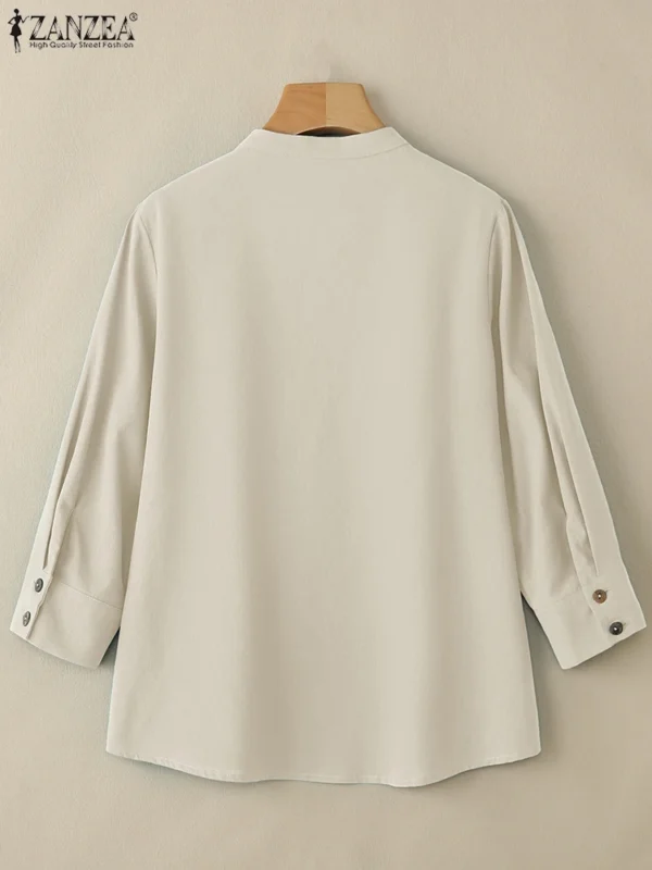 ZANZEA Women 3/4 Sleeve Cotton Blouse – Casual & Office Wear - Image 5