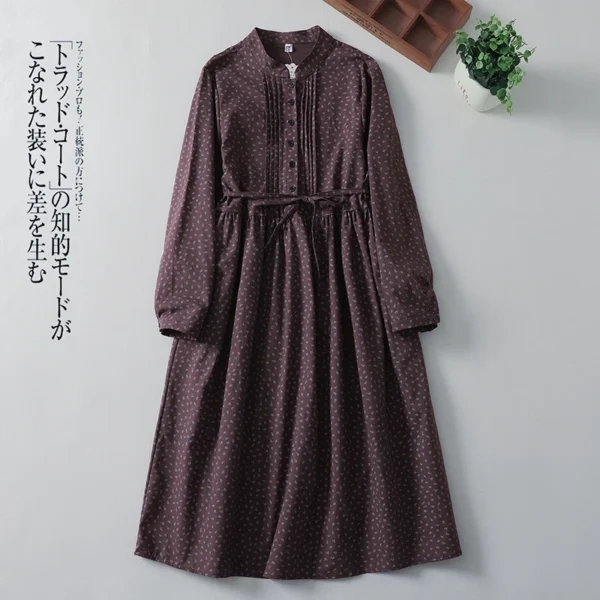 Cotton and Linen Loose Mid-Calf Office Lady Dress - Image 2