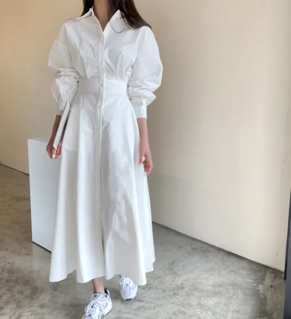 Yunting Autumn Chiffon A-Line Shirt Dress for Women - Image 2