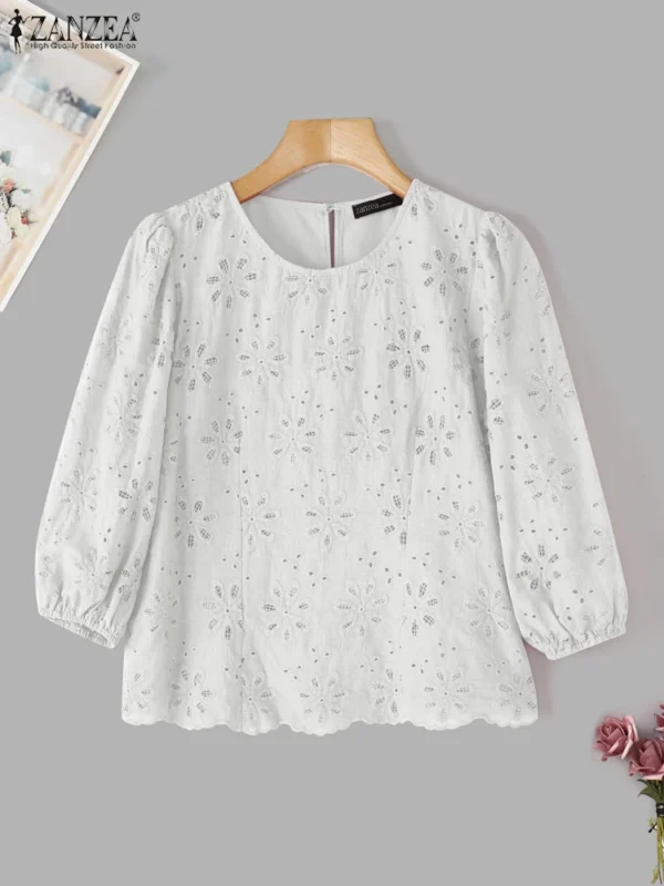 ZANZEA Cotton Lace Tunic – Oversized Casual Women Blouse - Image 4