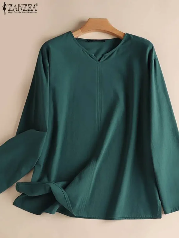 ZANZEA Women’s Autumn Cotton Long Sleeve Top - Image 4