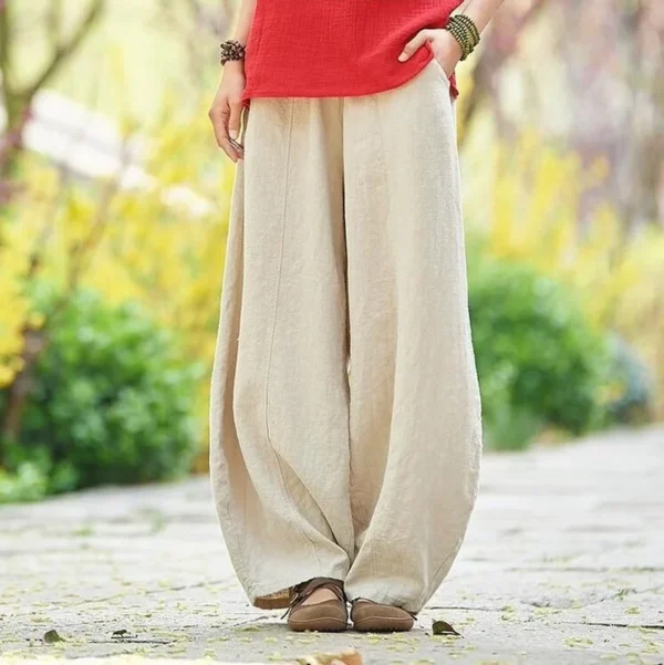 Women’s Cotton-Linen Bloomers – Casual High-Waist Pants - Image 2
