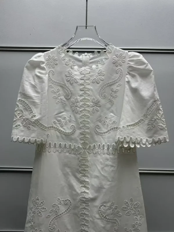 Women’s Romantic Embroidered Cotton & Linen Dress – Spring - Image 2