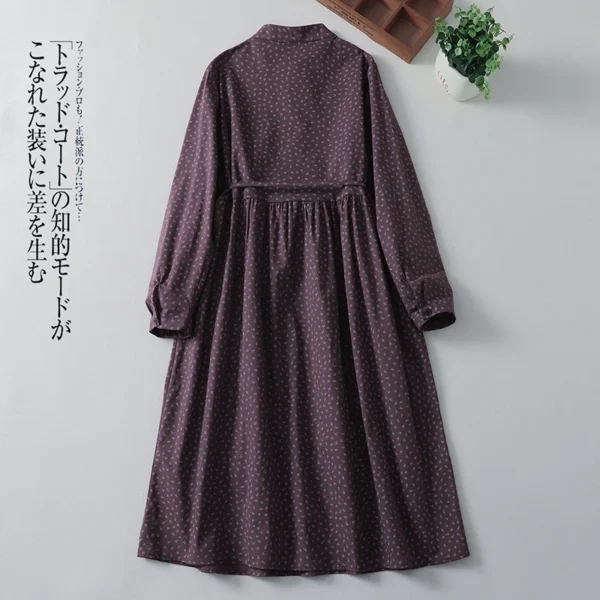 Cotton and Linen Loose Mid-Calf Office Lady Dress - Image 4