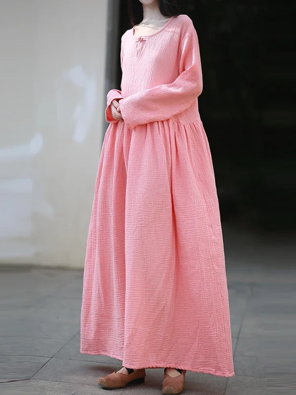 Women’s Casual Cotton Linen Long Dress – BORISOVICH M949 - Image 2