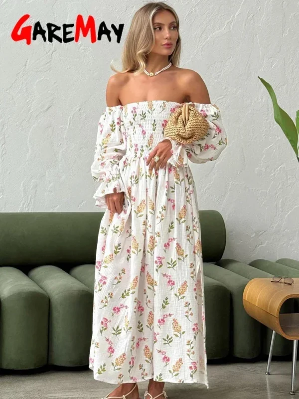 Women’s Summer Cotton Printed Mid-Calf Dress – GareMay - Image 6