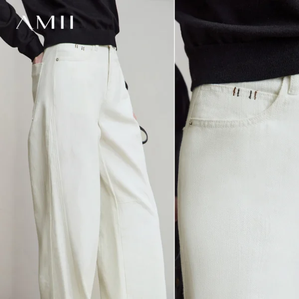 AMII Minimalist Women’s Loose Cotton Ankle Pants - Image 4