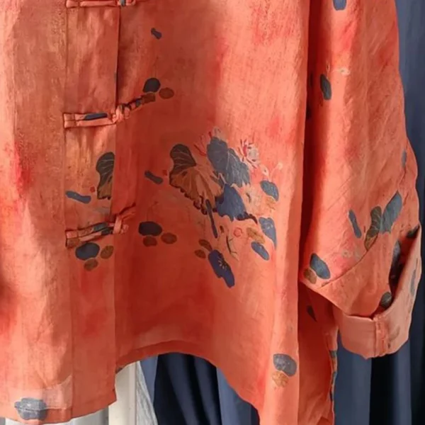 Women’s Slim Floral Top – Vintage Summer Overcoat Style - Image 6