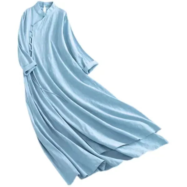 NYFS 2025 Spring Women’s Layered Cotton Linen Dress - Image 5