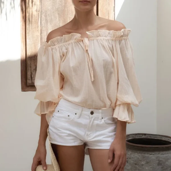 TEELYNN Women’s Off-Shoulder Bohemian Beach Top - Image 3