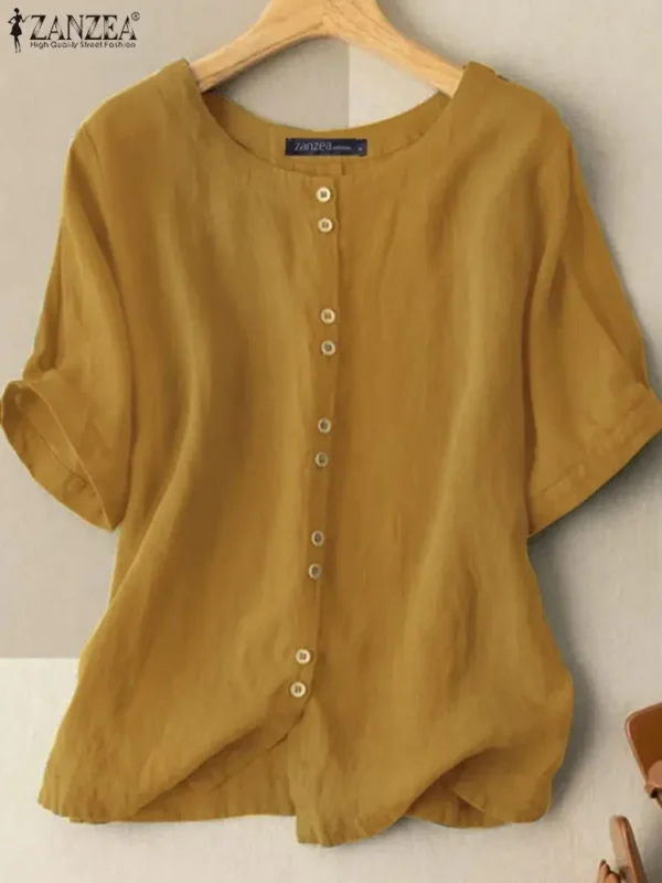ZANZEA Women’s Summer Cotton Button-Down Blouse - Image 6