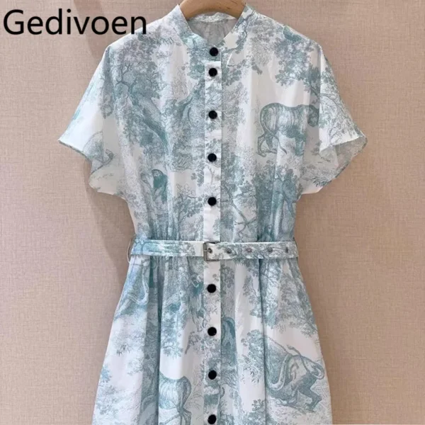 Gedivoen Women’s Summer Cotton Brocade Printed Dress - Image 4