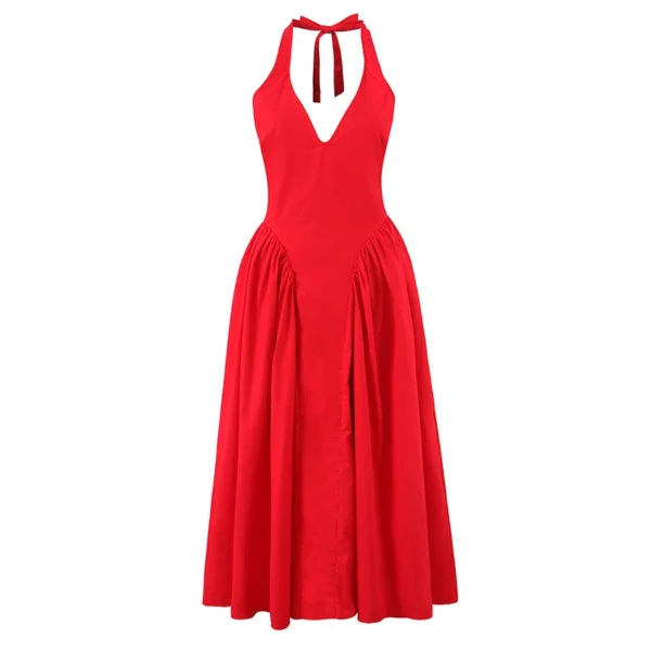 Yenkye Women’s Sexy Backless Cotton Halter Dress - Image 4