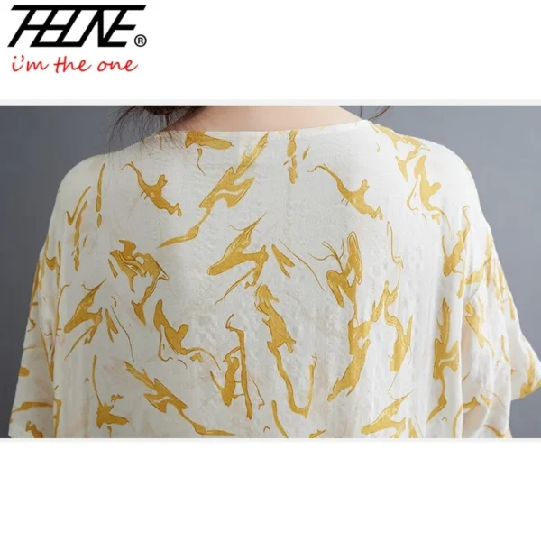 Summer Chic Cotton Linen Mid-Calf Dress for Women - Image 6