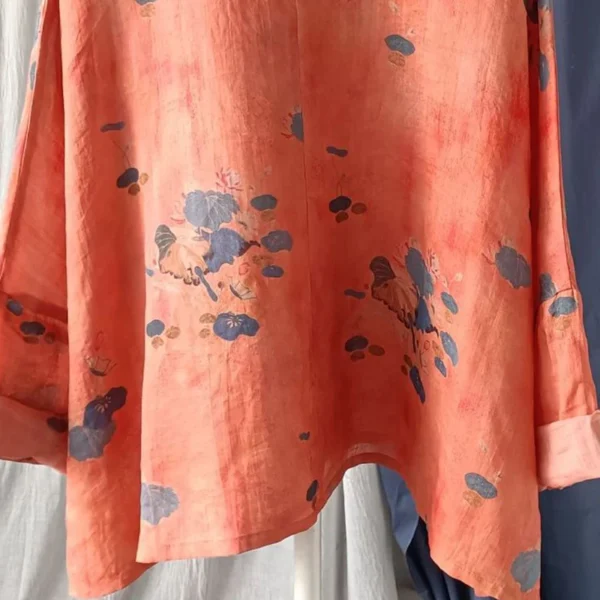 Women’s Slim Floral Top – Vintage Summer Overcoat Style - Image 5